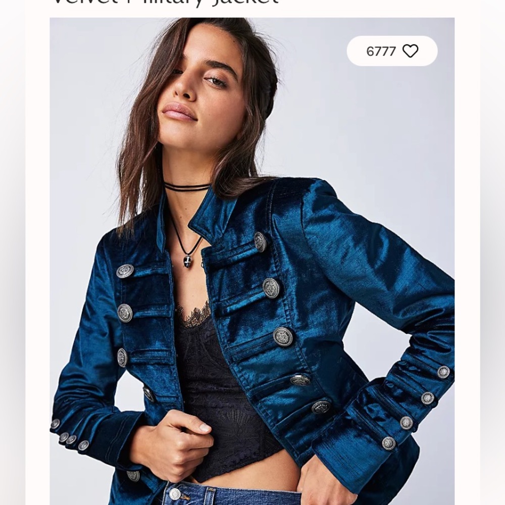 ISO ( in search of) FREE PEOPLE VELVET MILITARY JKT; XL; color “Mediterranean”